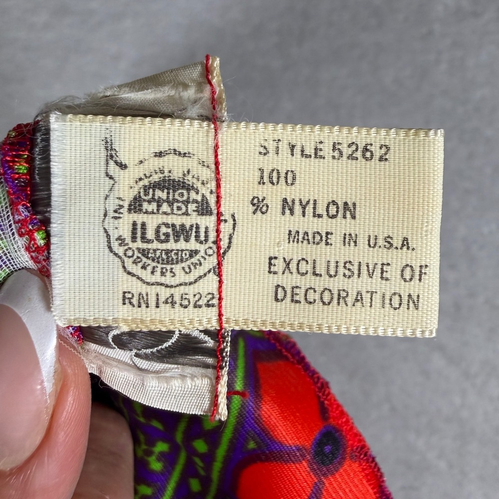Vintage Eyeful Maxi Dress Psychedelic Floral Geometric Orange Purple ILGWU 8 - Picture 5 of 8